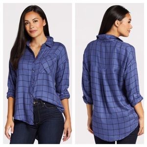Evereve Peyton Jensen Beckett Plaid Tunic Blouse M